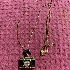 Betsey Johnson Gold Camera Necklace